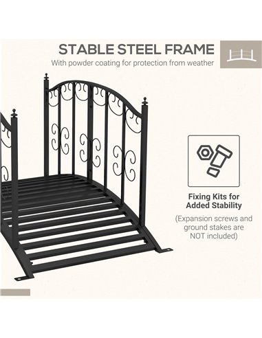 Outsunny 1.2M Metal Decorative Scrollwork Arch Garden Bridge, Black 844-775V00BK