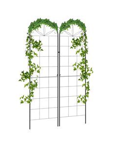 Outsunny Set of 2 Metal Garden Trellises, Climbing Plant Support Frames, Decorative Grid Design 84H-053V00BK