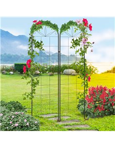 Outsunny Set of 2 Metal Garden Trellises, Climbing Plant Support Frames, Decorative Grid Design 84H-053V00BK 2