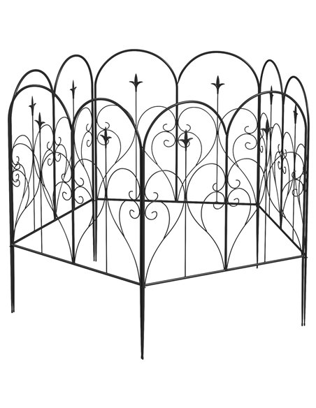 Outsunny Metal Garden Fence Panels, Decorative Outdoor Picket, Heart-shaped Scrollwork, Set of 5, Black 844-796V00BK - pic 66625 | FastDaddyshop