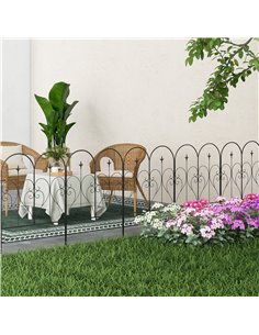 Outsunny Metal Garden Fence Panels, Decorative Outdoor Picket, Heart-shaped Scrollwork, Set of 5, Black 844-796V00BK 2