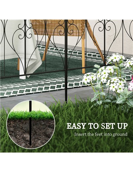 Outsunny Metal Garden Fence Panels, Decorative Outdoor Picket, Heart-shaped Scrollwork, Set of 5, Black 844-796V00BK - pic 66628 | FastDaddyshop