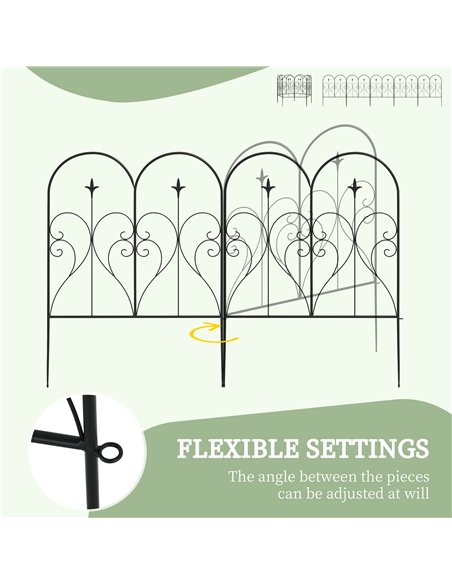 Outsunny Metal Garden Fence Panels, Decorative Outdoor Picket, Heart-shaped Scrollwork, Set of 5, Black 844-796V00BK - pic 66629 | FastDaddyshop