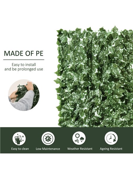 Outsunny 4-Piece Artificial Leaf Hedge Screen Privacy Fence Panel for Garden Outdoor Indoor Decor, Dark Green, 2.4M x 1M 844-P04 - pic 66637 | FastDaddyshop