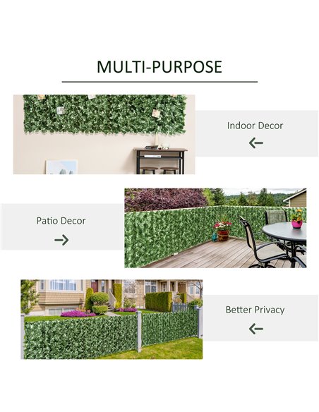Outsunny 4-Piece Artificial Leaf Hedge Screen Privacy Fence Panel for Garden Outdoor Indoor Decor, Dark Green, 2.4M x 1M 844-P04 - pic 66638 | FastDaddyshop