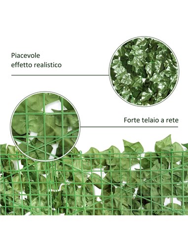 Outsunny 4-Piece Artificial Leaf Hedge Screen Privacy Fence Panel for Garden Outdoor Indoor Decor, Dark Green, 2.4M x 1M 844-P04