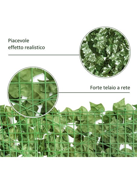 Outsunny 4-Piece Artificial Leaf Hedge Screen Privacy Fence Panel for Garden Outdoor Indoor Decor, Dark Green, 2.4M x 1M 844-P04 - pic 66639 | FastDaddyshop