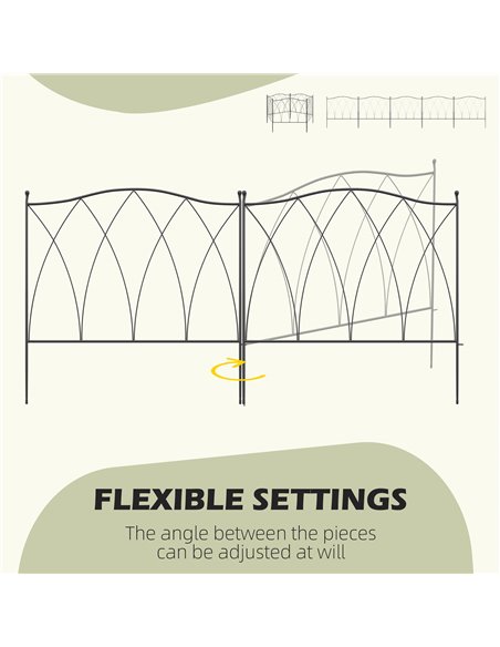 Outsunny Decorative Garden Fencing, 5PCs, Rustproof Metal Wire Picket Fence Panels, Landscape Edging, Animal Barrier, Black. 844 - pic 66647 | FastDaddyshop