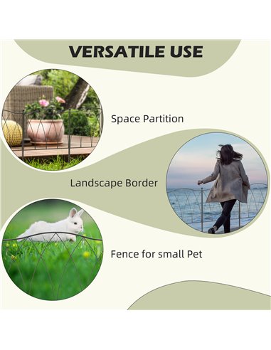Outsunny Decorative Garden Fencing, 5PCs, Rustproof Metal Wire Picket Fence Panels, Landscape Edging, Animal Barrier, Black. 844