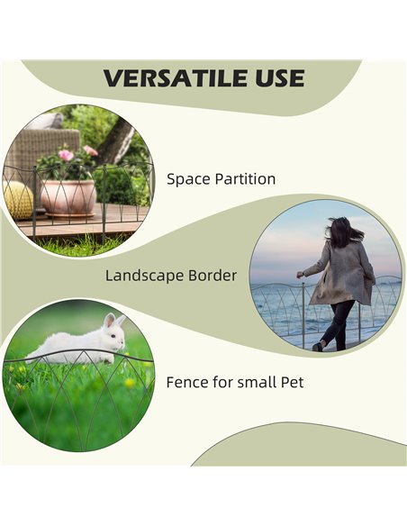 Outsunny Decorative Garden Fencing, 5PCs, Rustproof Metal Wire Picket Fence Panels, Landscape Edging, Animal Barrier, Black. 844 - pic 66648 | FastDaddyshop