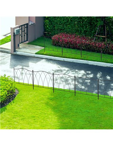 Outsunny Decorative Garden Fencing, 5PCs, Rustproof Metal Wire Picket Fence Panels, Landscape Edging, Animal Barrier, Black. 844