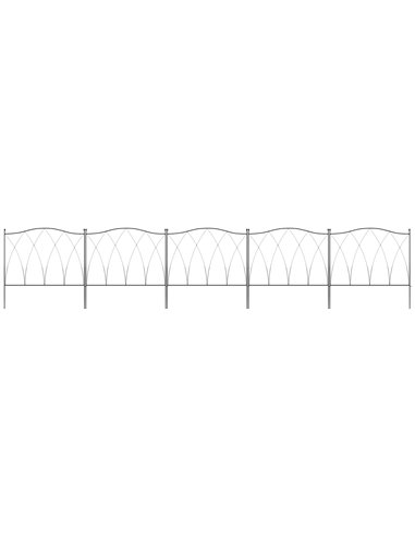 Outsunny Decorative Garden Fencing, 5PCs, Rustproof Metal Wire Picket Fence Panels, Landscape Edging, Animal Barrier, Black. 844