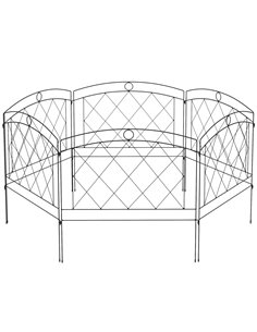 Outsunny Decorative Metal Garden Fence, Outdoor Picket Panels, Easy Install, Set of 6, Black 844-792V00BK