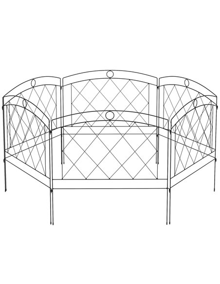 Outsunny Decorative Metal Garden Fence, Outdoor Picket Panels, Easy Install, Set of 6, Black 844-792V00BK - pic 66652 | FastDaddyshop
