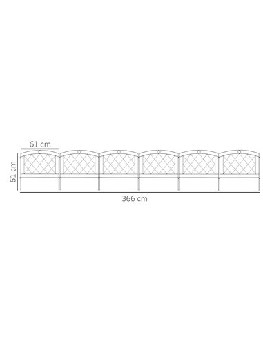 Outsunny Decorative Metal Garden Fence, Outdoor Picket Panels, Easy Install, Set of 6, Black 844-792V00BK