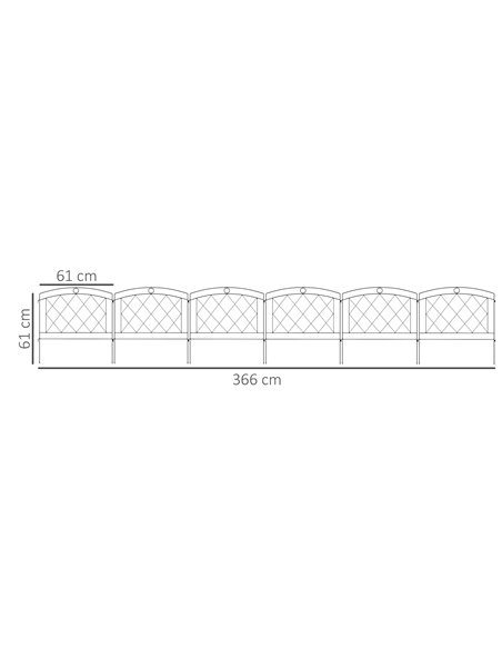 Outsunny Decorative Metal Garden Fence, Outdoor Picket Panels, Easy Install, Set of 6, Black 844-792V00BK - pic 66654 | FastDaddyshop