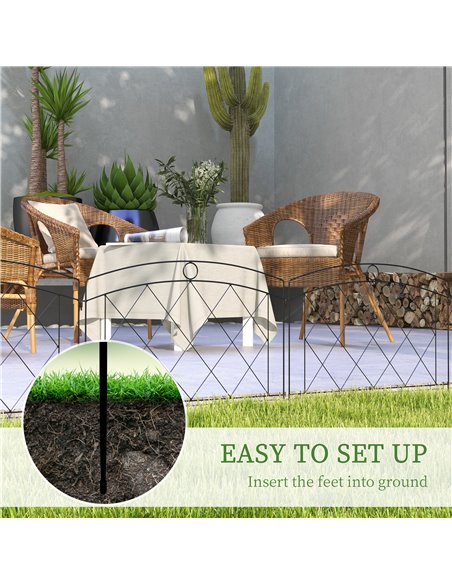 Outsunny Decorative Metal Garden Fence, Outdoor Picket Panels, Easy Install, Set of 6, Black 844-792V00BK - pic 66655 | FastDaddyshop