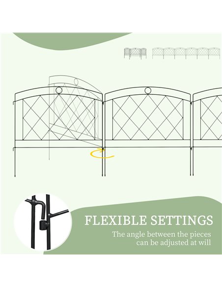 Outsunny Decorative Metal Garden Fence, Outdoor Picket Panels, Easy Install, Set of 6, Black 844-792V00BK - pic 66656 | FastDaddyshop