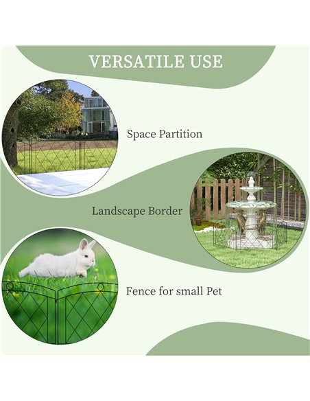 Outsunny Decorative Metal Garden Fence, Outdoor Picket Panels, Easy Install, Set of 6, Black 844-792V00BK - pic 66657 | FastDaddyshop