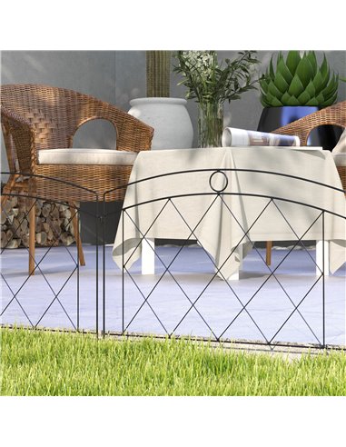 Outsunny Decorative Metal Garden Fence, Outdoor Picket Panels, Easy Install, Set of 6, Black 844-792V00BK