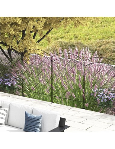 Outsunny Decorative Garden Fencing, 43in x 11.4ft Outdoor Picket Fence Panels, 8PCs Rustproof Steel Wire Landscape Flower Bed Bo