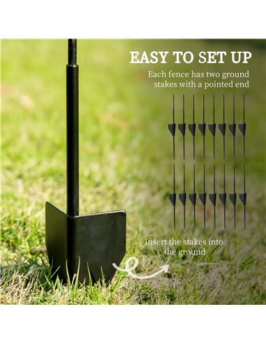 Outsunny Decorative Garden Fencing, 43in x 11.4ft Outdoor Picket Fence Panels, 8PCs Rustproof Steel Wire Landscape Flower Bed Bo