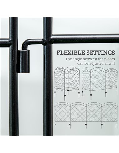 Outsunny Decorative Garden Fencing, 43in x 11.4ft Outdoor Picket Fence Panels, 8PCs Rustproof Steel Wire Landscape Flower Bed Bo
