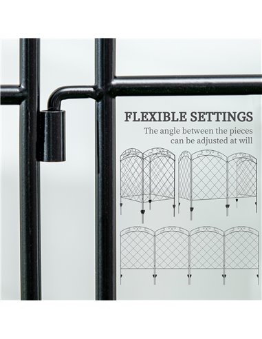 Outsunny Decorative Garden Fencing, 43in x 11.4ft Picket Fence Panels, 8PCs Rustproof Steel Wire Landscape Flower Bed Border Edg