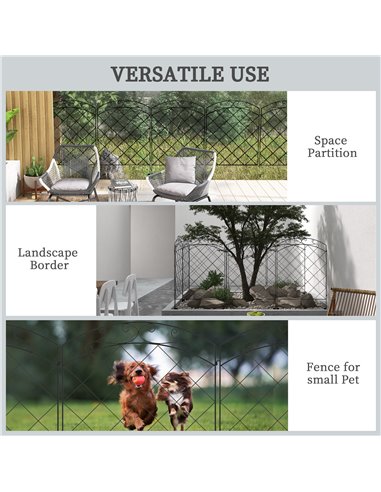 Outsunny Decorative Garden Fencing, 43in x 11.4ft Picket Fence Panels, 8PCs Rustproof Steel Wire Landscape Flower Bed Border Edg