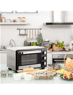 HOMCOM Convection Mini Oven, 16L Countertop Electric Grill, 1400W Silver 800-083V70 2