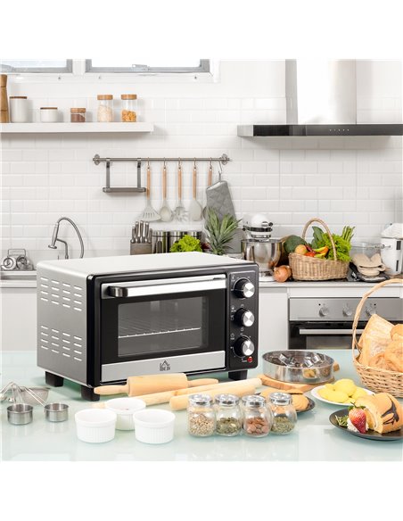 HOMCOM Convection Mini Oven, 16L Countertop Electric Grill, Toaster Oven with Adjustable Temperature, 60 Min Timer, Crumb Tray,  - pic 66698 | FastDaddyshop