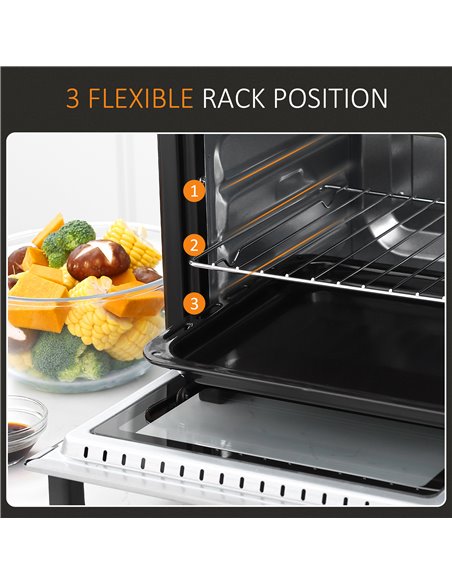 HOMCOM Convection Mini Oven, 16L Countertop Electric Grill, Toaster Oven with Adjustable Temperature, 60 Min Timer, Crumb Tray,  - pic 66701 | FastDaddyshop