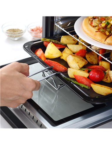 HOMCOM Convection Mini Oven, 16L Countertop Electric Grill, Toaster Oven with Adjustable Temperature, 60 Min Timer, Crumb Tray, 