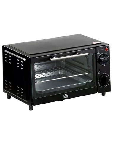 HOMCOM Convection Mini Oven, 9L Countertop Electric Grill, Toaster Oven with Adjustable Temperature, Timer, Baking Tray and Wire