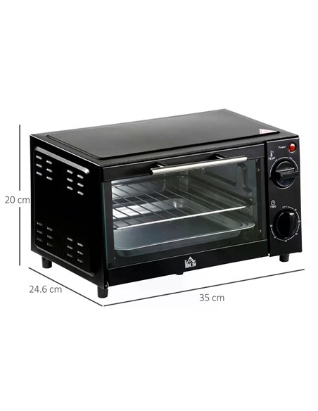 HOMCOM Convection Mini Oven, 9L Countertop Electric Grill, Toaster Oven with Adjustable Temperature, Timer, Baking Tray and Wire - pic 66708 | FastDaddyshop