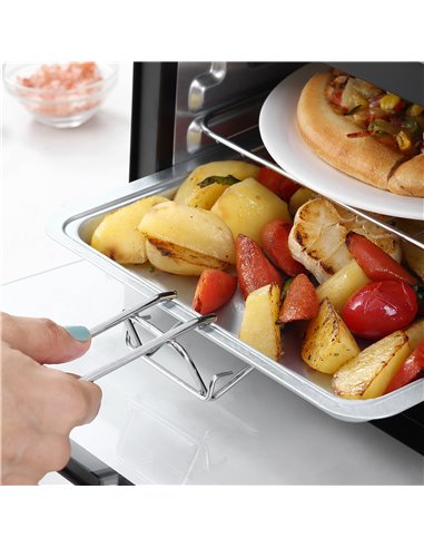 HOMCOM Convection Mini Oven, 9L Countertop Electric Grill, Toaster Oven with Adjustable Temperature, Timer, Baking Tray and Wire