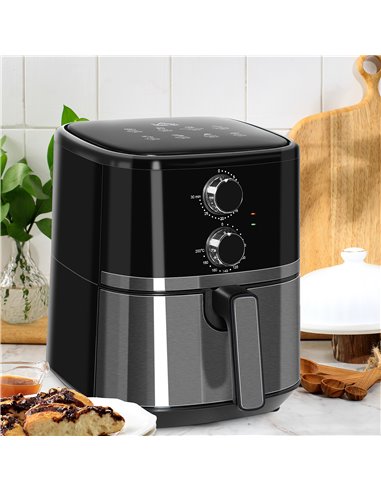 HOMCOM Air Fryers, 1500W 4.5L Air Fryers Oven with Rapid Air Circulation, Adjustable Temperature, Timer and Nonstick Basket, Bla
