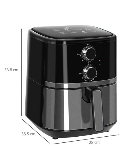 HOMCOM Air Fryers, 1500W 4.5L Air Fryers Oven with Rapid Air Circulation, Adjustable Temperature, Timer and Nonstick Basket, Bla - pic 66726 | FastDaddyshop