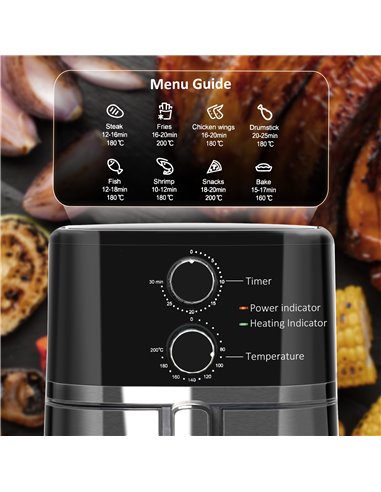 HOMCOM Air Fryers, 1500W 4.5L Air Fryers Oven with Rapid Air Circulation, Adjustable Temperature, Timer and Nonstick Basket, Bla