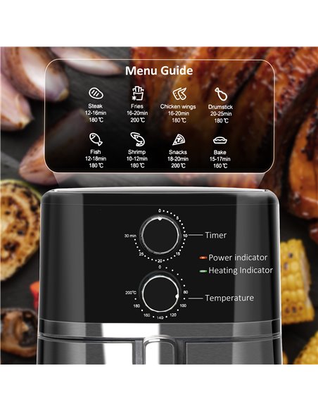 HOMCOM Air Fryers, 1500W 4.5L Air Fryers Oven with Rapid Air Circulation, Adjustable Temperature, Timer and Nonstick Basket, Bla - pic 66727 | FastDaddyshop