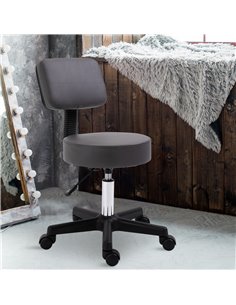 Homcom Beautician's Swivel Salon Chair with Padded Seat Back 5 Wheels Adjustable Grey 2