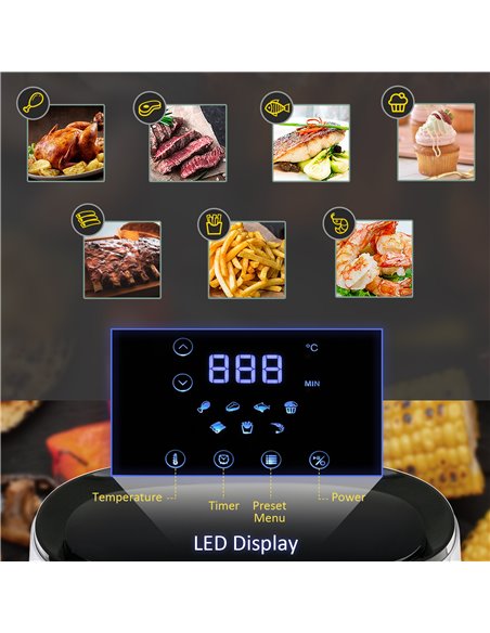 HOMCOM Air Fryers Oven 1300W 2.5L with Digital Display, Rapid Air Circulation, Adjustable Temperature, Timer and Nonstick Basket - pic 66736 | FastDaddyshop