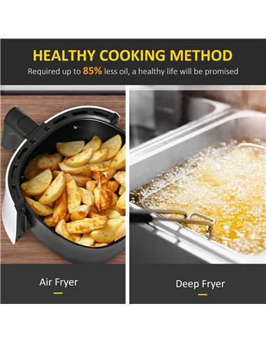HOMCOM Air Fryers Oven 1300W 2.5L with Digital Display, Rapid Air Circulation, Adjustable Temperature, Timer and Nonstick Basket