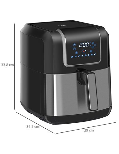 HOMCOM Air Fryers, 1700W 6.5L Air Fryers Oven with Digital Display, Rapid Air Circulation, Adjustable Temperature, Timer and Non