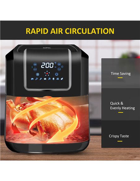 HOMCOM Air Fryers, 1700W 6.5L Air Fryers Oven with Digital Display, Rapid Air Circulation, Adjustable Temperature, Timer and Non - pic 66748 | FastDaddyshop