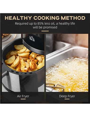 HOMCOM Air Fryers, 1300W 4L Air Fryers Oven with Rapid Air Circulation, Adjustable Temperature, Timer and Nonstick Basket for Co