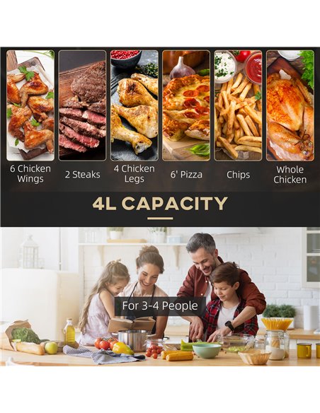 HOMCOM Air Fryers, 1300W 4L Air Fryers Oven with Rapid Air Circulation, Adjustable Temperature, Timer and Nonstick Basket for Co - pic 66756 | FastDaddyshop