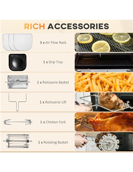 HOMCOM 12L 8 in 1 Digital Air Fryer Oven with Air Fry, Roast, Broil, Bake, Dehydrate, Rapid Air Circulation and 60-Minute Timer, - pic 66764 | FastDaddyshop