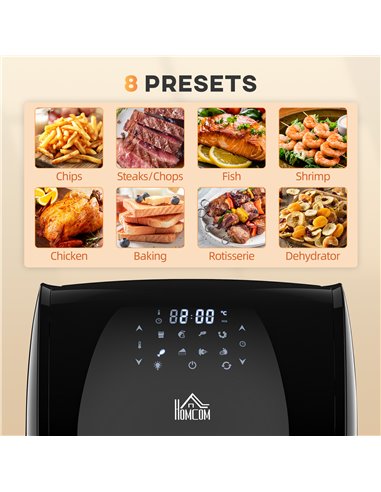 HOMCOM 12L 8 in 1 Digital Air Fryer Oven with Air Fry, Roast, Broil, Bake, Dehydrate, Rapid Air Circulation and 60-Minute Timer,
