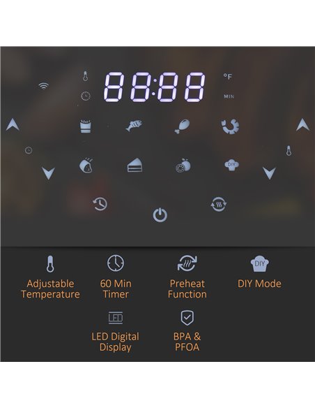HOMCOM 7L Digital Air Fryer Oven with Air Fry, Roast, Broil, Bake, Dehydrate, 7 Presets, Rapid Air Circulation, 60-Minute Timer  - pic 66776 | FastDaddyshop